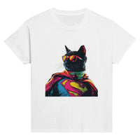 Camiseta Junior Unisex Estampado de Gato "SuperMiau" Michilandia | La tienda online de los fans de gatos