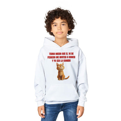 Sudadera con capucha júnior estampado de gato 