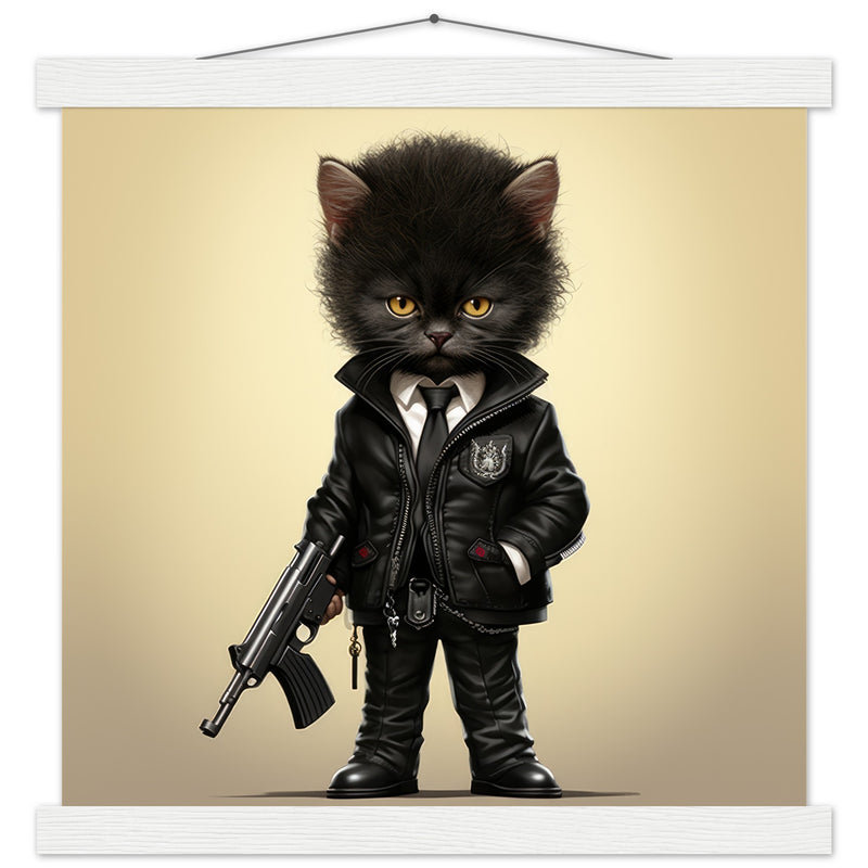 Póster semibrillante de gato con colgador "Michi Jules Winnfield" Gelato