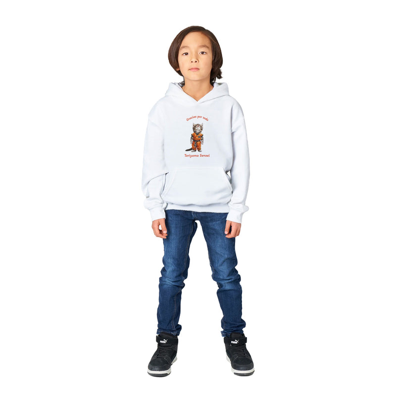 Sudadera con capucha júnior estampado de gato "Tributo a Toriyama" Michilandia