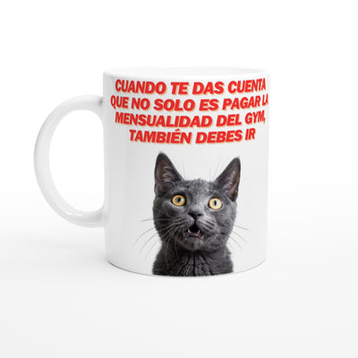 Taza Blanca con Impresión de Gato 