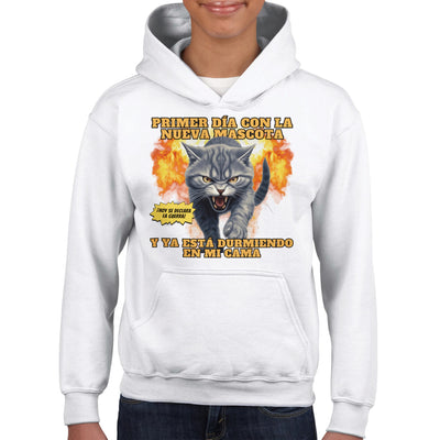 Sudadera con capucha júnior estampado de gato 