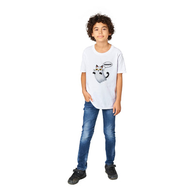 Camiseta Junior Unisex Estampado de Gato "Fantasma Miaurador" Michilandia | La tienda online de los fans de gatos