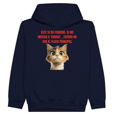 Sudadera con capucha júnior estampado de gato "Cita Gatuna" Michilandia | La tienda online de los fans de gatos