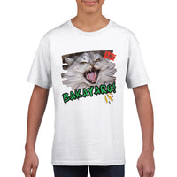 Camiseta Junior Unisex Estampado de Gato "Grito Cómico"
