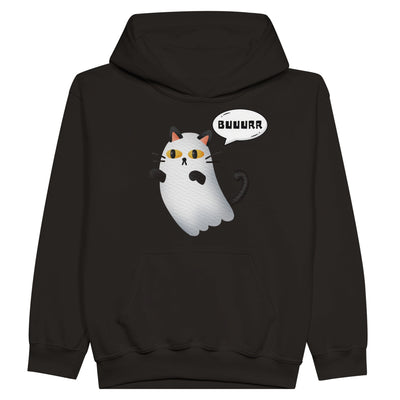 Sudadera con capucha júnior estampado de gato "Fantasma Miaurador" Michilandia | La tienda online de los fans de gatos