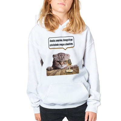 Sudadera con capucha júnior estampado de gato 