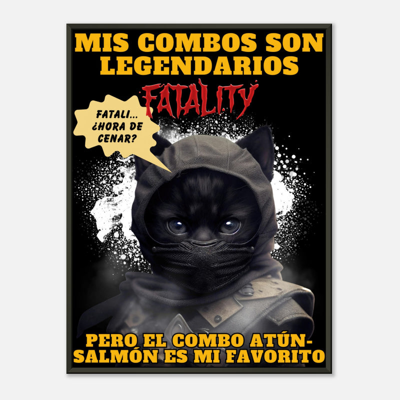 Póster Semibrillante de Gato con Marco Metal "Noob Catbot" Michilandia | La tienda online de los amantes de gatos