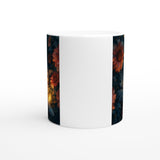 Taza Blanca con Impresión de Gato "Noche Floral Felina" Michilandia | La tienda online de los fans de gatos