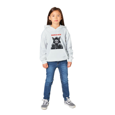 Sudadera con capucha júnior estampado de gato "Maquina de matar" Michilandia