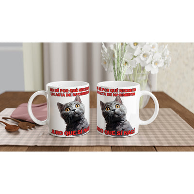 Taza Blanca con Impresión de Gato 