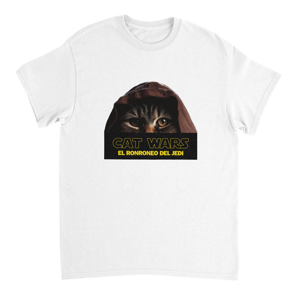 Camiseta Unisex Estampado de Gato "Ronroneo Jedi" Michilandia | La tienda online de los fans de gatos