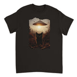 Camiseta Unisex Estampado de Gato "Encuentro Extraterrestre" Michilandia | La tienda online de los fans de gatos
