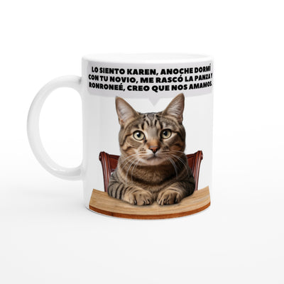 Taza Blanca con Impresión de Gato 