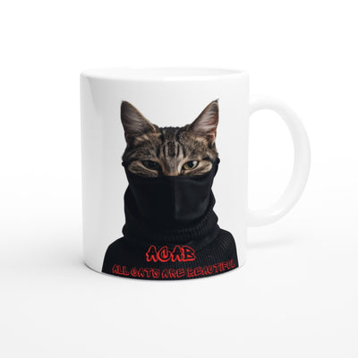 Taza Blanca con Impresión de Gato "Revolución Gatuna" Michilandia