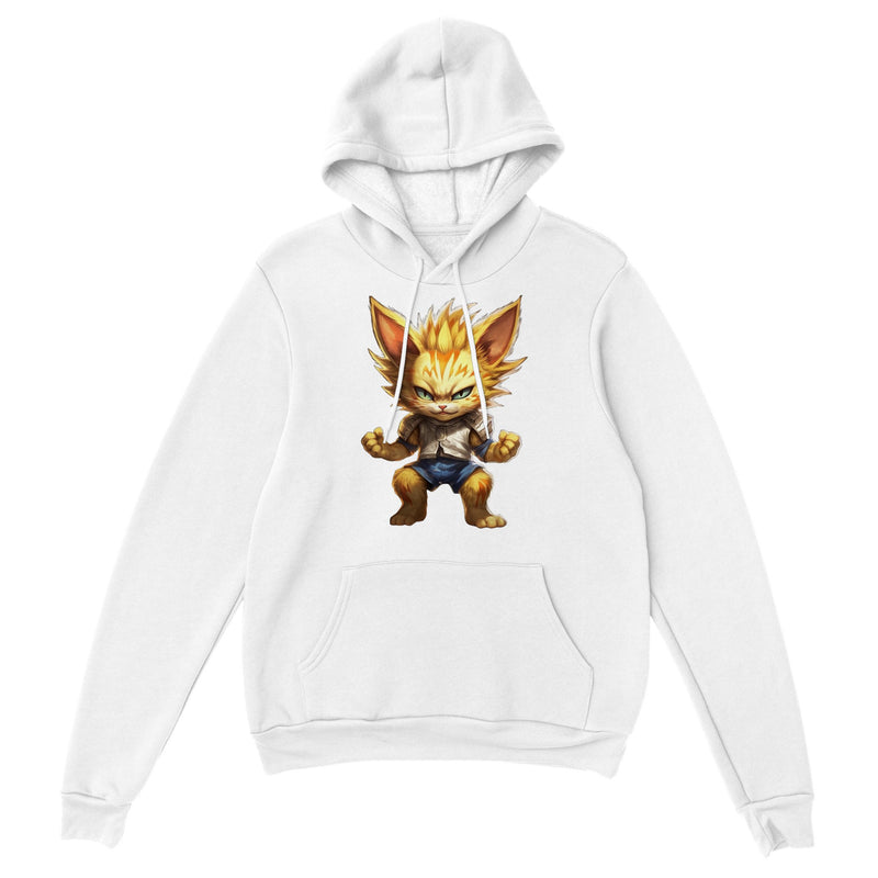 Sudadera con capucha unisex estampado de gato "Saiyajin con garras" Gelato