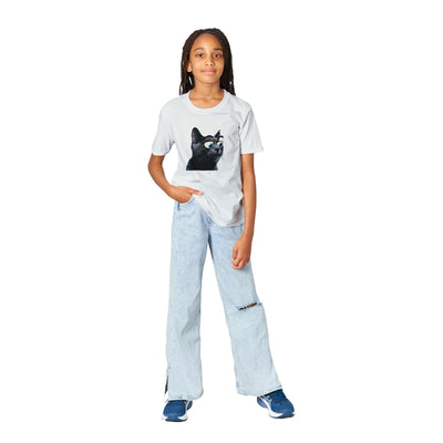 Camiseta Junior Unisex Estampado de Gato "Ojos Divertidos" Michilandia