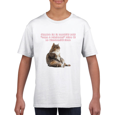 Camiseta Junior Unisex Estampado de Gato 