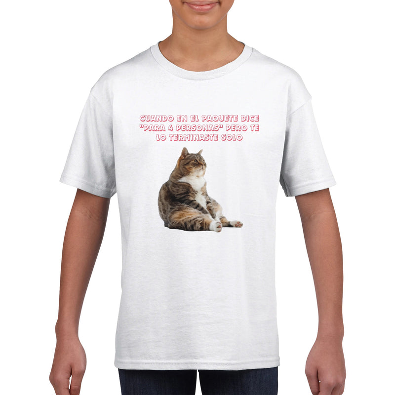 Camiseta Junior Unisex Estampado de Gato 