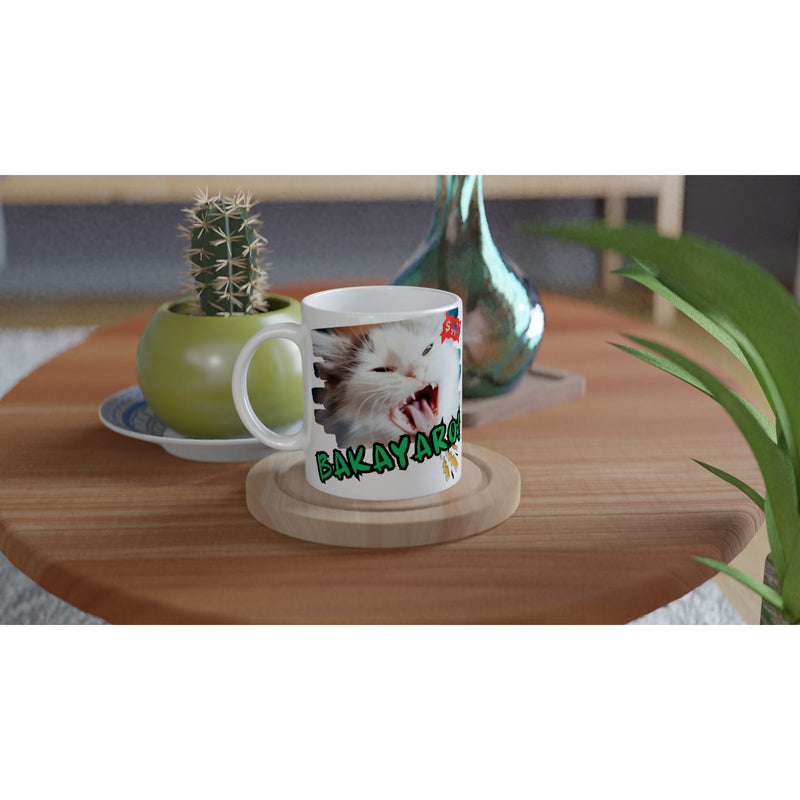 Taza Blanca con Impresión de Gato "Grito Meme" Michilandia | La tienda online de los amantes de gatos