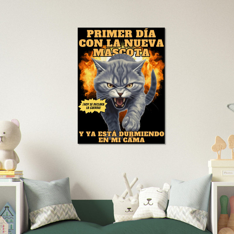 Lienzo de gato "Nuevo Rival" Michilandia | La tienda online de los fans de gatos