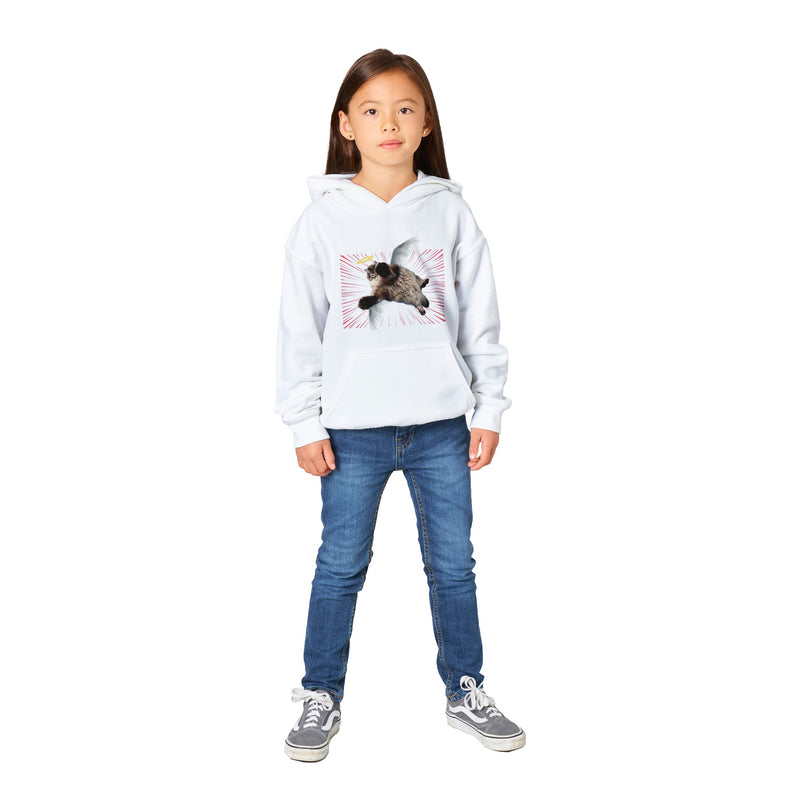 Sudadera con capucha júnior estampado de gato "Ángel de Pelaje" Michilandia | La tienda online de los fans de gatos