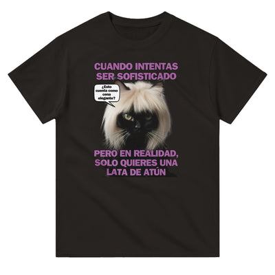 Camiseta Unisex Estampado de Gato "Elegancia Gatuna" Michilandia | La tienda online de los fans de gatos