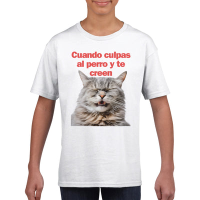 Camiseta Junior Unisex Estampado de Gato 