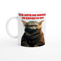 Taza Blanca con Impresión de Gato "Yoda Miau" Michilandia | La tienda online de los fans de gatos