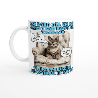 Taza Blanca con Impresión de Gato 