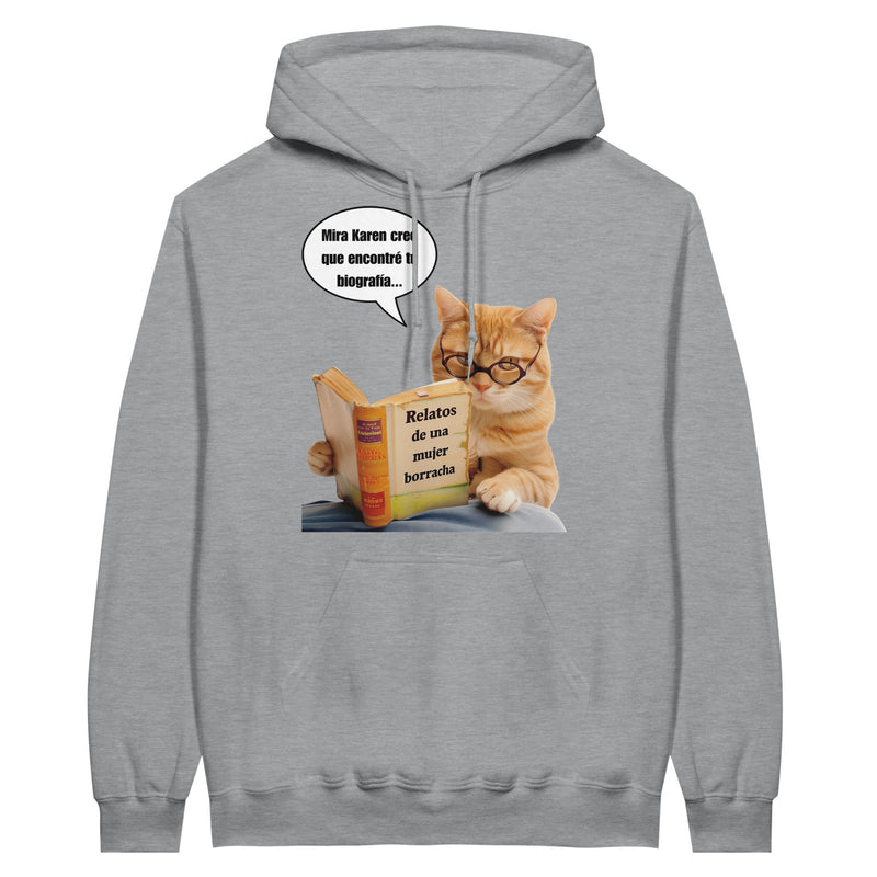 Sudadera con Capucha Unisex Estampado de Gato "Biografía de Karen" Michilandia