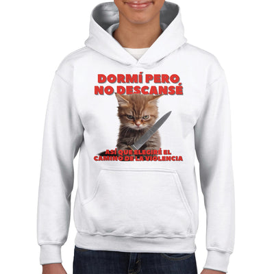 Sudadera con capucha júnior estampado de gato 