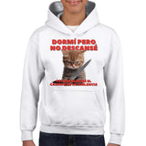Sudadera con capucha júnior estampado de gato "Amanecer Agresivo" Michilandia | La tienda online de los fans de gatos