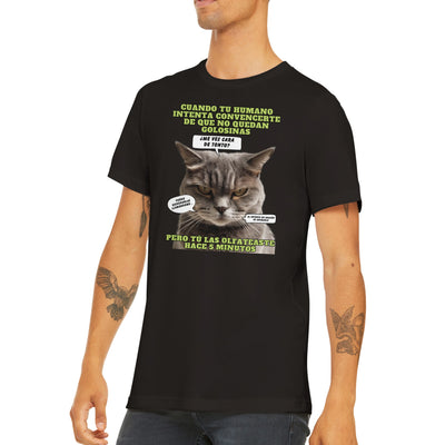 Camiseta unisex estampado de gato "El Detector de Golosinas" Michilandia | La tienda online de los amantes de gatos