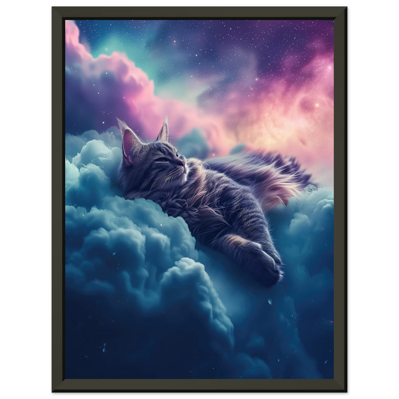 Póster Semibrillante de Gato con Marco Metal "Aurora Felina" Michilandia | La tienda online de los fans de gatos