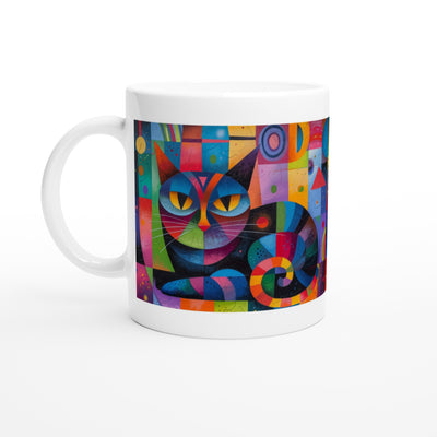 Taza Blanca con Impresión de Gato 