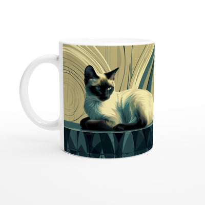 Taza Blanca con Impresión de Gato 