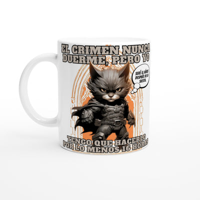 Taza Blanca con Impresión de Gato 