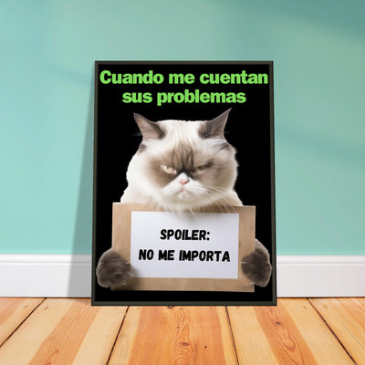 Póster Semibrillante de Gato con Marco Metal 