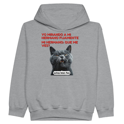 Sudadera con capucha júnior estampado de gato "Sarcasmo Felino" Michilandia | La tienda online de los fans de gatos