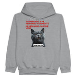 Sudadera con capucha júnior estampado de gato "Sarcasmo Felino" Michilandia | La tienda online de los fans de gatos