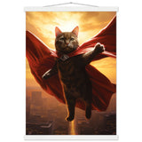 Póster semibrillante de gato con colgador "Super Kitty en Metrópolis" Gelato