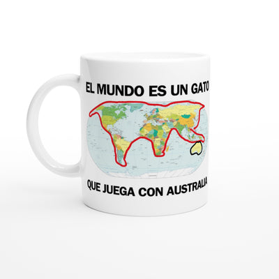 Taza Blanca con Impresión de Gato 