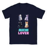 Camiseta unisex estampado de gato "Michi Lover" v4 Navy