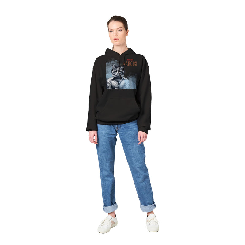 Sudadera con Capucha Unisex Estampado de Gato "Narcogato" Michilandia | La tienda online de los fans de gatos