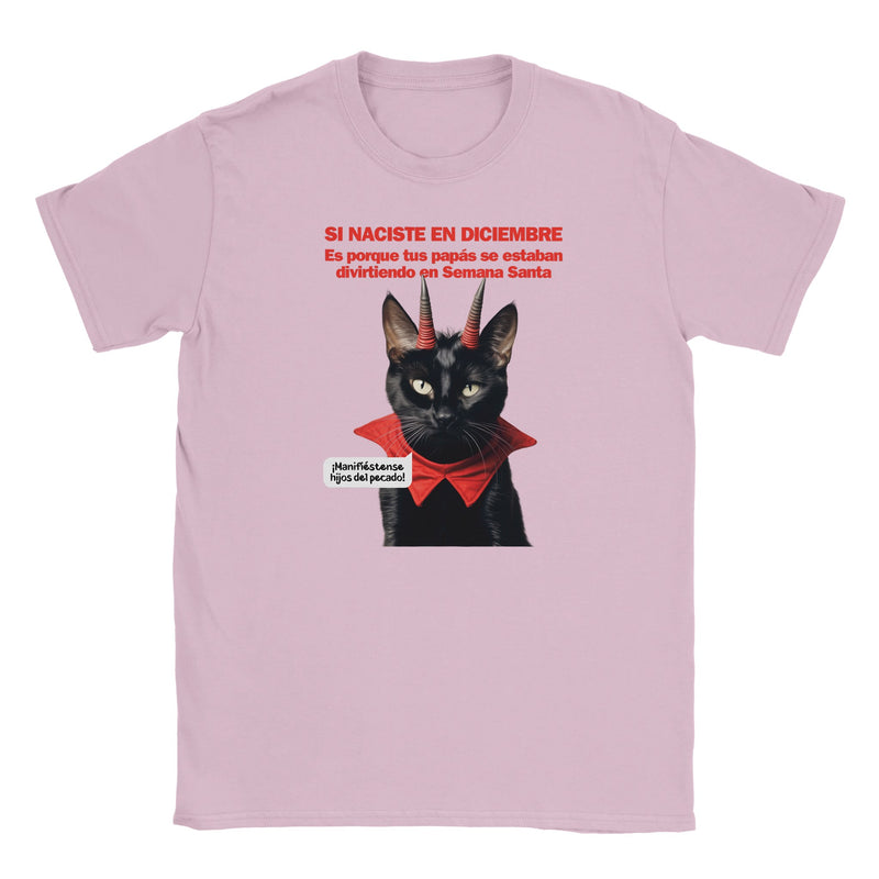 Camiseta Junior Unisex Estampado de Gato "Semana no muy Santa" Michilandia | La tienda online de los fans de gatos