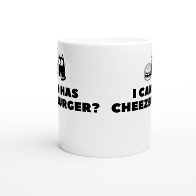 Taza Blanca con Impresión de Gato "Cheezburger Miau" Michilandia | La tienda online de los fans de gatos