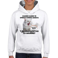Sudadera con capucha júnior estampado de gato "Gourmet Indignado" Michilandia | La tienda online de los fans de gatos