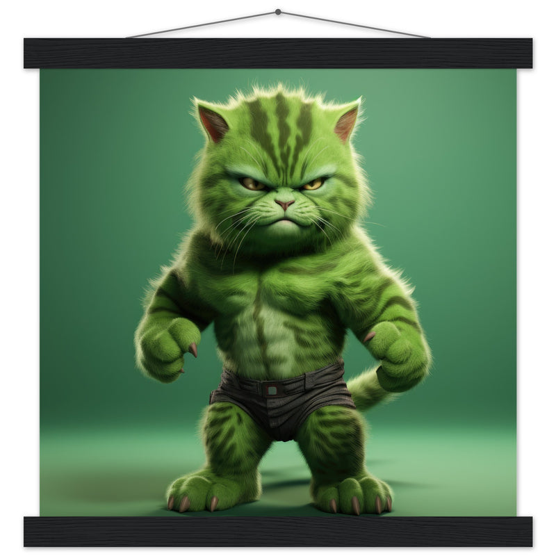 Póster semibrillante de gato con colgador "Michi Hulk" Gelato