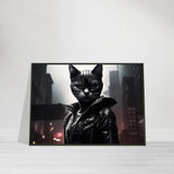 Póster semibrillante de gato con marco metal "Catpurr de Gotham" Gelato